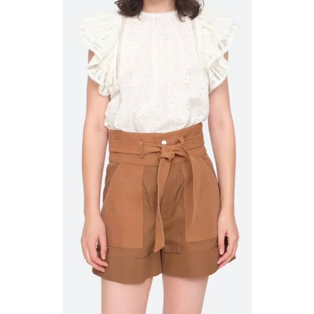 SEA New York Lea Ruffle Eyelet White Blouse-sz 0
